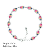 عصفور كريستال انسيال فضة تنس عيار 925 شكل ماركيز متعدد الالوان - BD0274-BYT